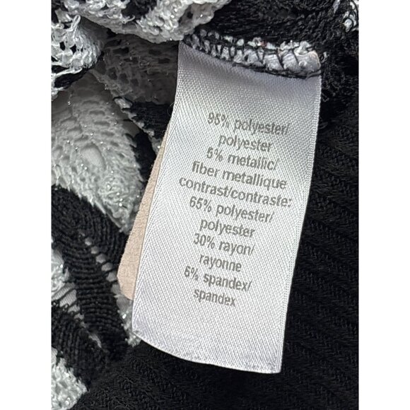 Vintage Y2K Studio Y Womens Metallic Zigzag Knit Top S Dolman Sleeve Black White - Picture 4 of 5